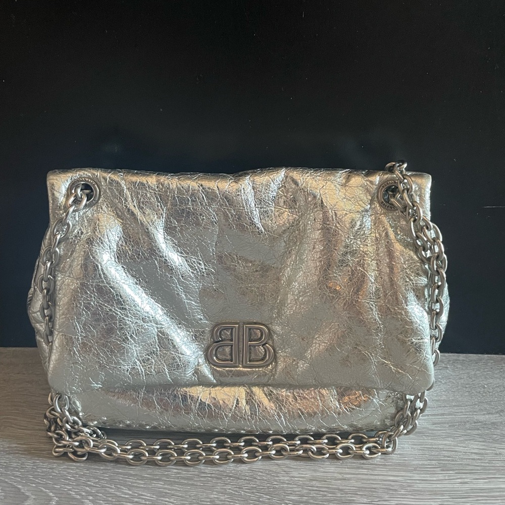 BALENCIAGA Monaco Mini Bag • Silver